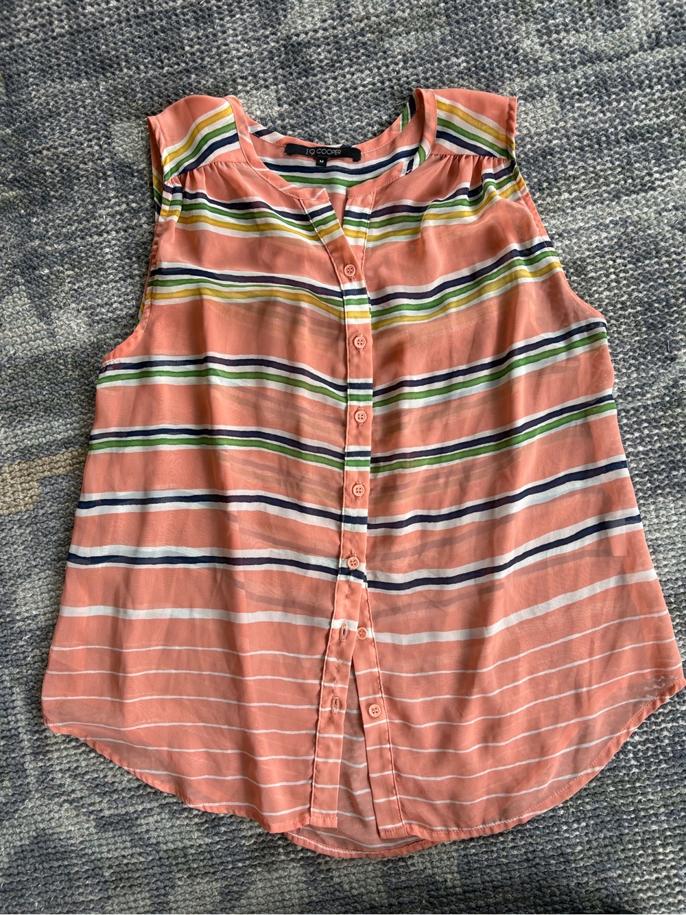 19 Cooper Coral Sleeveless Striped Button-Front Camisole-sheer